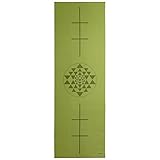 Yogamatte der LEELA COLLECTION, PVC-Matte mit Öko-Tex, olive-grün, bedruckt mit Design-Print "YANTRA", Sticky Mat