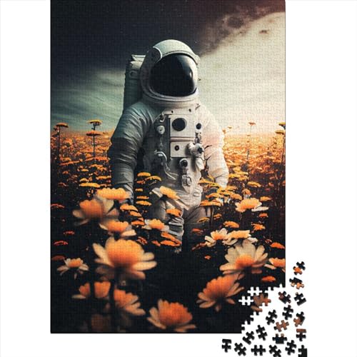 Astronautenblume für Erwachsene, schwierige Puzzles 1000 Teile, Puzzles für Erwachsene, interessante Puzzles zur Stressreduzierung, 75 x 50 cm