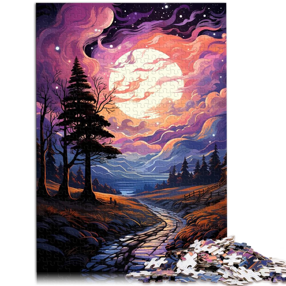 Puzzle Moonlight Road 1000 Teile Puzzle Holzpuzzle Spielzeug Puzzle Lernspiele Stressabbau Puzzle 1000 Teile (50x75cm)