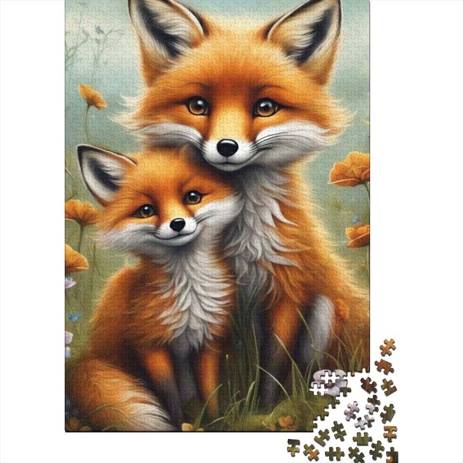 500-teiliges Puzzle, Tier-Fuchs-Puzzle, für Erwachsene und Jugendliche, Holzbrett-Puzzle, Puzzle für Sommerliebhaber, Größe: 52 x 38 cm