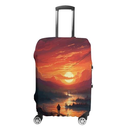 CSGJMYGS Reisegepäckabdeckung, elastisch, waschbar, modisch, kratzfest, Sonnenuntergang, Löwenzahn-Koffer-Schutz, passend für 45,7 - 81,3 cm Gepäck, Sunset Art, XL