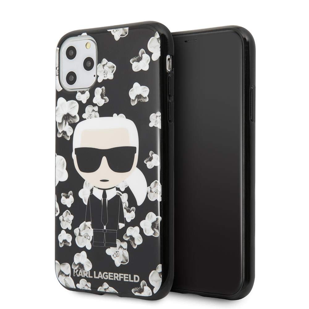 KARL LAGERFELD KLHCN58FLFBBK Schutzhülle für iPhone 11 Pro Flower, Schwarz