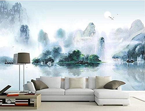 XLMING Dreidimensionale Tusche Und Aquarell Jiangnan Landschaftsmalerei Abstrakt 3D Tapeten Home Esszimmer Sofa Schlafzimmer Wohnzimmer TV Hintergrund-350cm×256cm