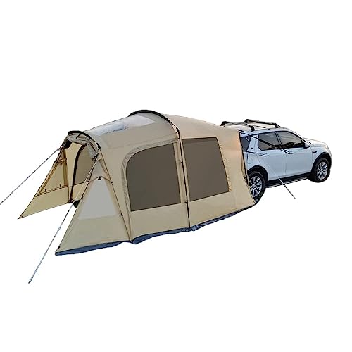 Auto Vorzelt Camping, Fahrzeug-Autozelt, SUV-Heckklappenzelt-Überdachung, Auto-SUV-Zeltaufsatz for Camping, Auto-Markisenzelt, Campingzelt, Schrägheck(Quicksand Gold,RainflyInner Tent)