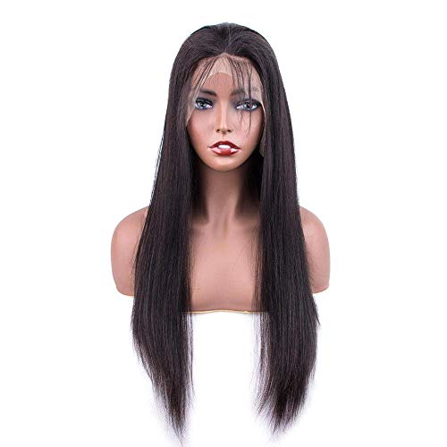 LINLINCD-13 * 4lace frontal lange gerade schwarze echte menschliche Perücke 20 Zoll