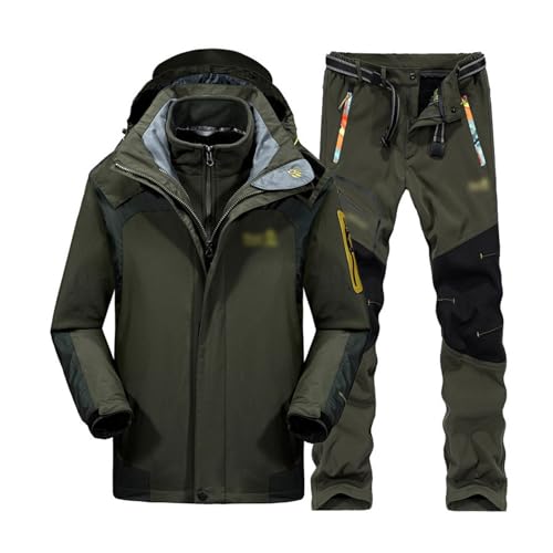 Herren-Set Aus Skijacke Und Hose, Männer Winter Warm Kapuze Mit Gürtel Hosen Ski Anzüge Set, Männliches Wasserdichtes Winddichtes Outdoor-Snowboardbekleidungsset Skifahren (Color : Dark Gray, Size :