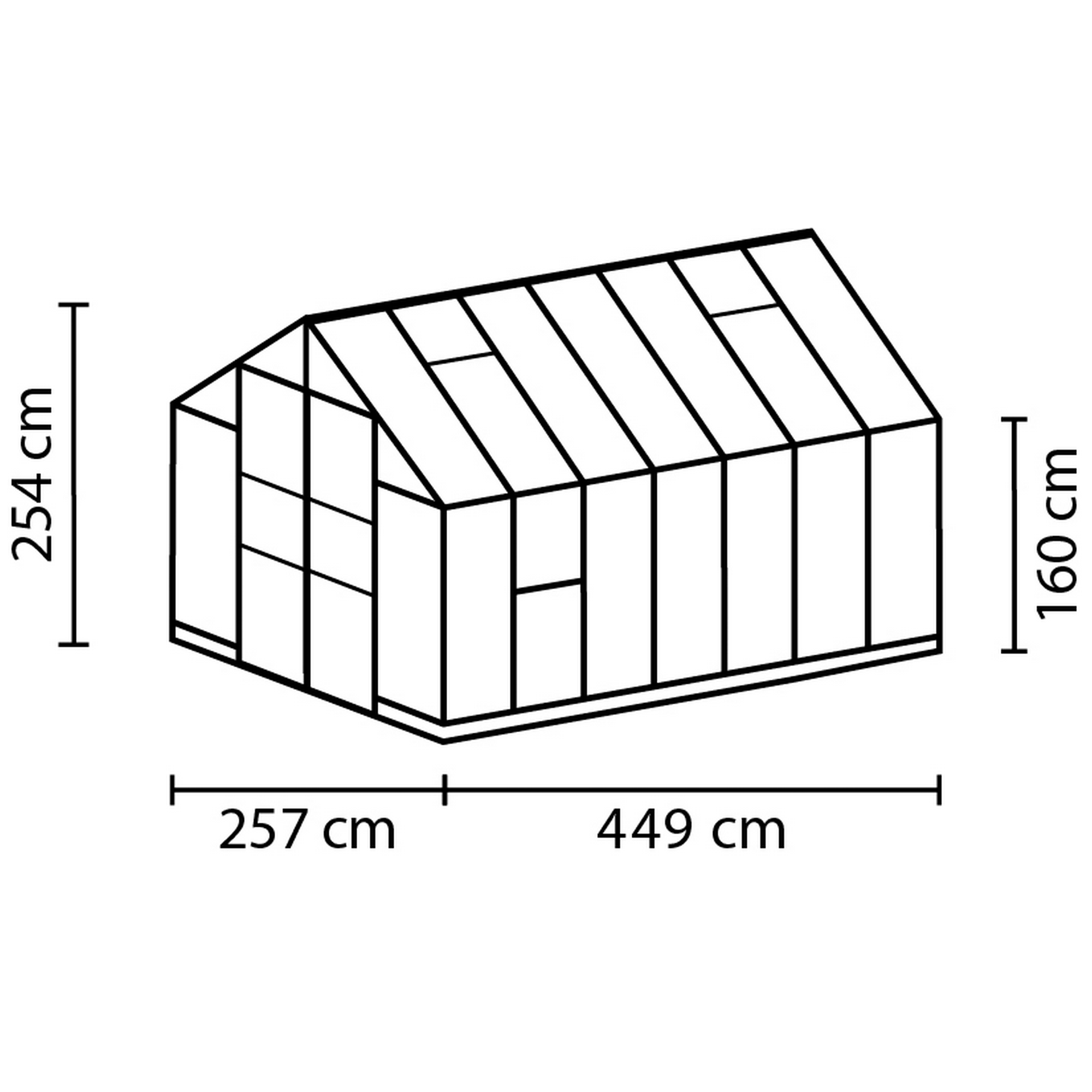 Vitavia Gewächshaus 'Olymp 11500' 3 mm schwarz 254,4 x 441 cm 2