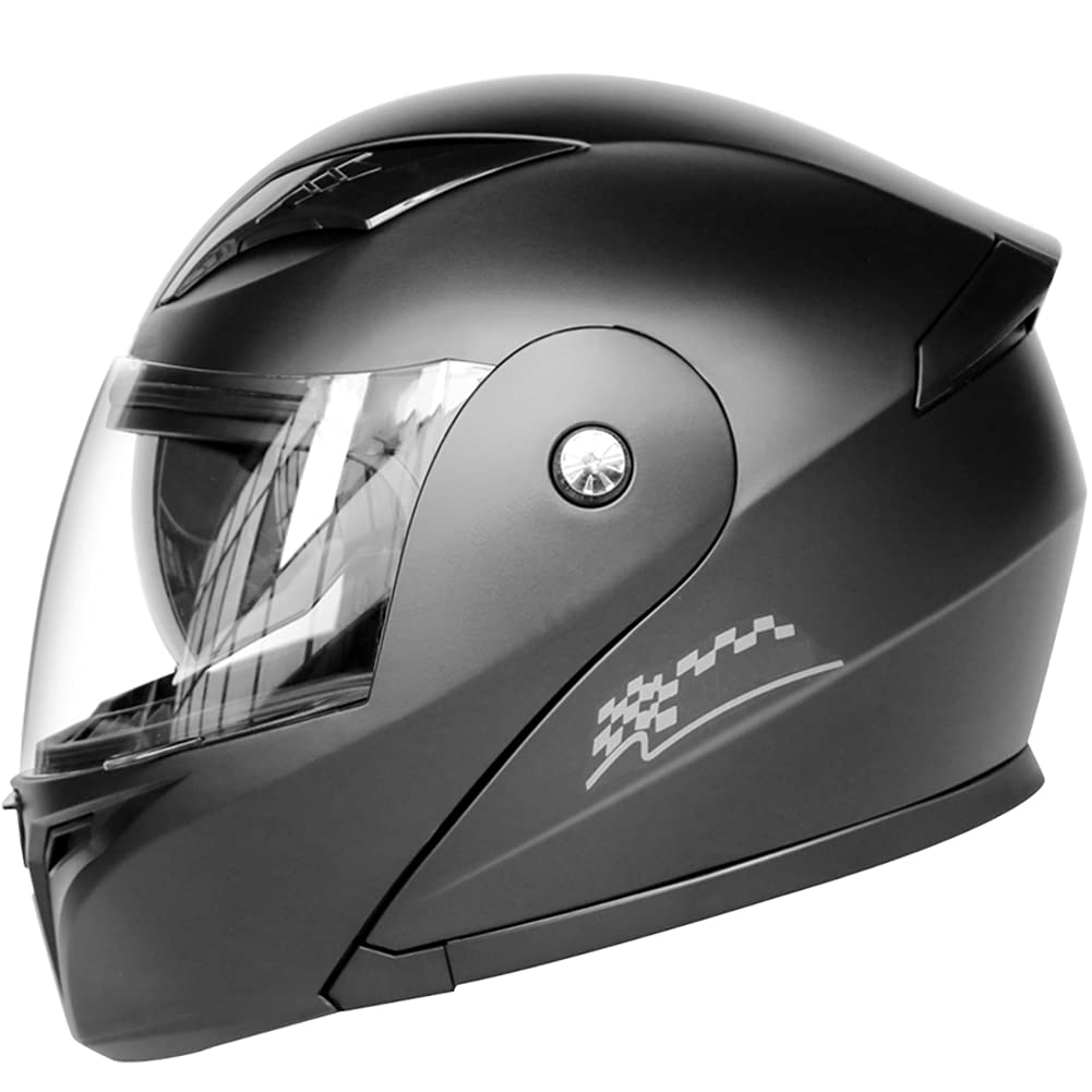 Motorradhelm ECE Zertifiziert, Klapphelm Integralhelm Fullface Helm mit Doppelter Sonnenblende, Stoßfester Motorradhelm ABS-Material, für Motorräder Elektrofahrzeuge (57~64cm)