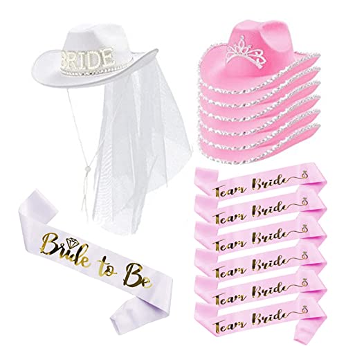 Bottone Party Cowgirl Cap Braut Brief Hut Frauen Braut Party mit Schleier Mädchen Karneval Party Requisiten