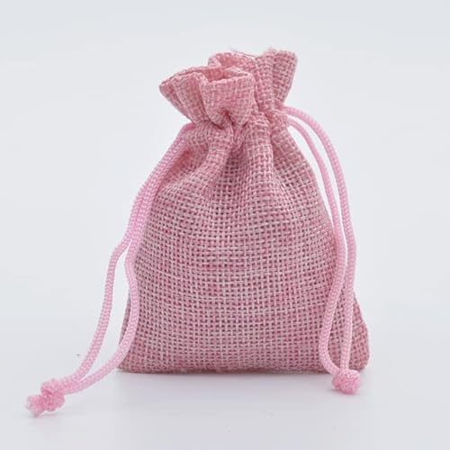 50 Teile/paket Mode Jute Kordelzug Sackbeutel Hochzeit Party Weihnachten Gefälligkeiten Geschenk Schmuck Hessische Sackbeutel Verpackung 5 Größen-pink,15x20cm manbu,50pcs