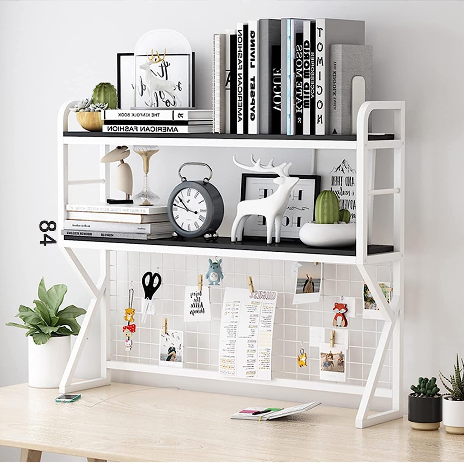 QYZUJIKL Bücherregal Desktop-Bücherregal-Organizer Schmiedeeisen-Bücherregal Multifunktionales kleines Schreibtisch-Desktop-Bücherregal