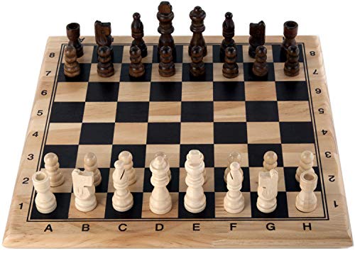 Engelhart - 150235-150236- Schachspiel und Dame Birkenholz - 30 cm x 30 cm - Massivholz-Spielbrett - komplettes Spiel mit Stücken - ab 6 Jahren (Schach)