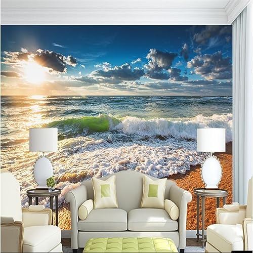 XLMING Schöner Sonnenaufgang Küstenlandschaft 3D Tapete Home Dekoration Wohnzimmer Sofa Schlafzimmer Tv Hintergrund Wand-430cm×300cm