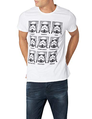 Star Wars Herren Trooper Emotions T-Shirt, Weiß, (Hersteller Größe: Large)