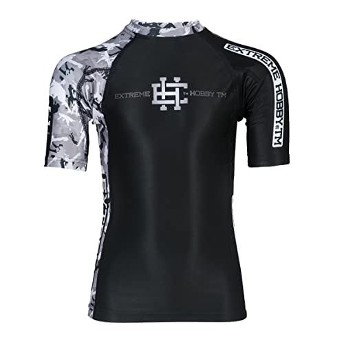 Extreme Hobby Kurzarm Rashguard Kinder Tshirt, Shortsleeve Thermoaktiv und Leicht, Sportoberteile Kinder für Wrestling, MMA, Boxen, Funktionsshirt