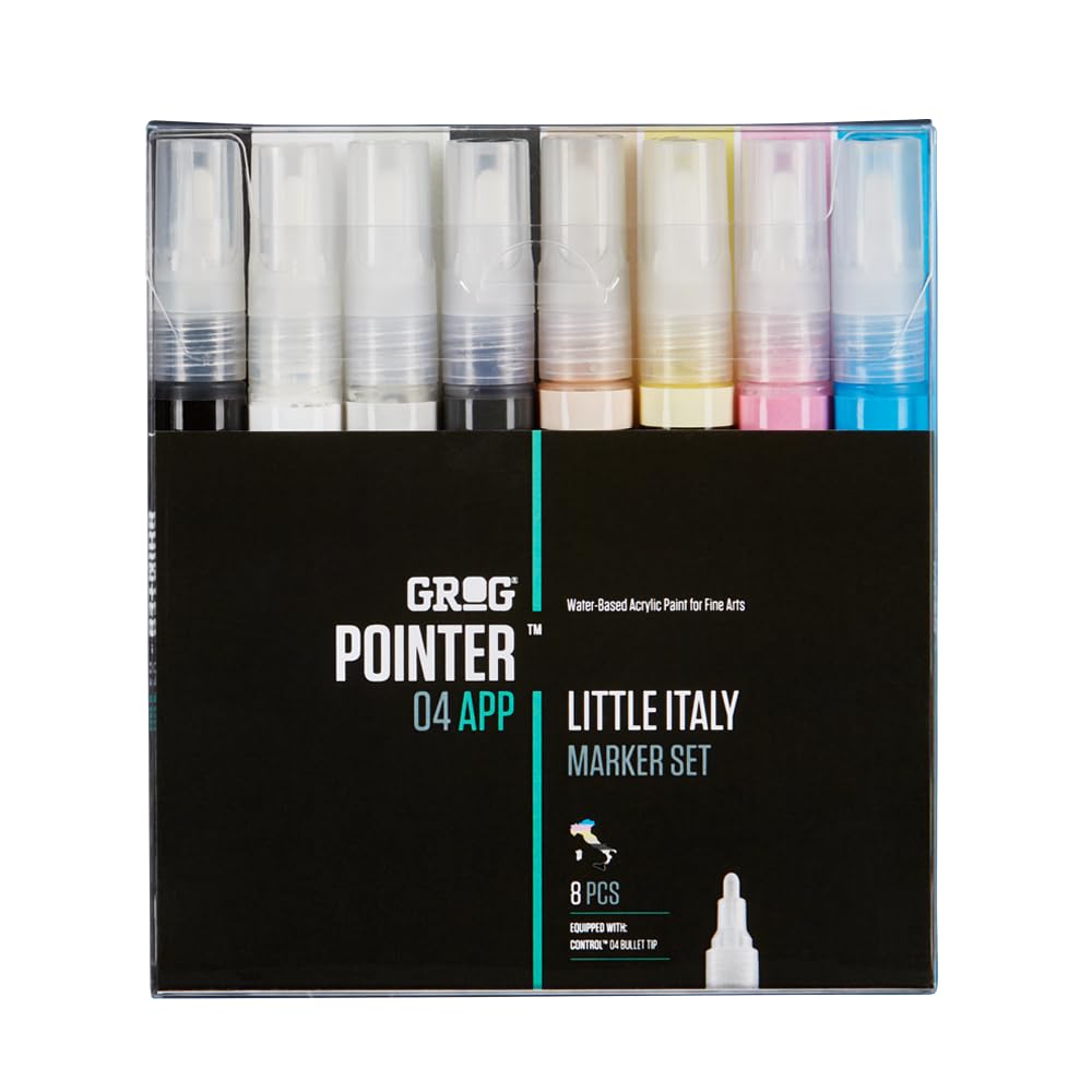 Grog Pointer 04 APP Little Italy Marker Set, 4 mm Rundspitze, Packung mit 8 Stück