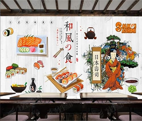 tyujlkjddlf Tapete Wandbild 3D Benutzerdefinierte Sushi-Restaurant, Japanisches Essen, Hintergrundwand-350Cmx245Cm