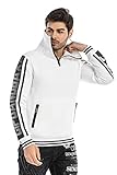 Cipo & Baxx Herren Hoodie Stehkragen Sweatshirt Pullover Sweater Reißverschluss Langarm CL463 Weiß S