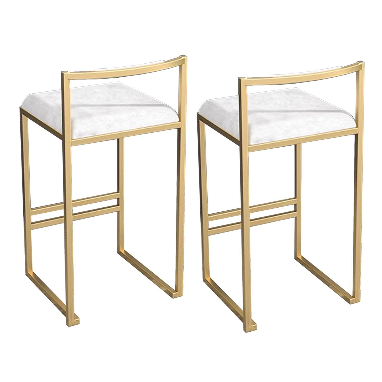 TBSZCM Barhocker, 2er-Set, Moderne, mit Samt gepolsterte Barhocker, bequeme Inselstühle mit Metallrahmen/-lehne für Küche/Zuhause, Pub/Esszimmer, Sitzhöhe 75 cm, weiß Run forward