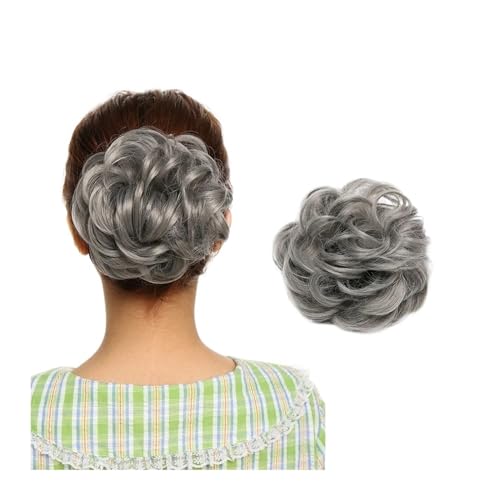 Haarteil Synthetischer, unordentlicher Haarknoten, Haarknoten, künstliches Haar, Chignon, elastisches Haarband, Haarteile for Frauen, Hochsteckfrisur, Donut-Chignon Haarverlängerung(Deim grey)