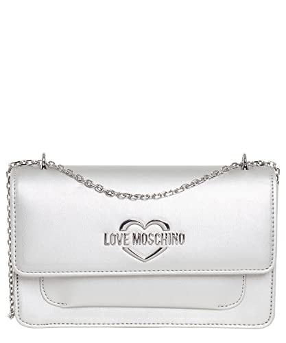 Love Moschino Damen Borsa Pu Argento Umhngetasche, Silber/schwarz