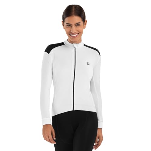 SIROKO - Langärmeliges Thermo-Radtrikot für Damen M4 Eira - L - Weiß/Schwarz