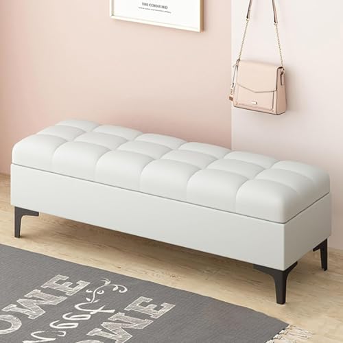 GFPHBJ Schuhbank, Sofabank, Mit Stauraum PU-Leder Fußhocker Rechteckig Nachttischbank, Geeignet Für Schlafzimmer, Wohnzimmer, Eingangsbereich,19.6" L x 15.7" W x 15.7" H,A