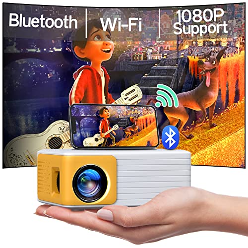 Mini-Projektor – Tragbarer WiFi-Bluetooth-Projektor Full HD 1080P Unterstützung, YOTON Handyprojektor für Heimkino, kompatibel mit PC/Tablet/Fire Stick/iOS und Android-Handys