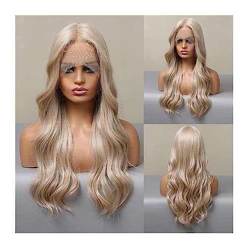 Perücken für Frauen Natürliche gewellte Spitze-Synthetik-Perücke, vorgezupft, blond, lange tägliche Spitze-Frontalhaar-Perücke for Frauen, Cosplay, hitzebeständig für die Tägliche Party Cosplay Tragen