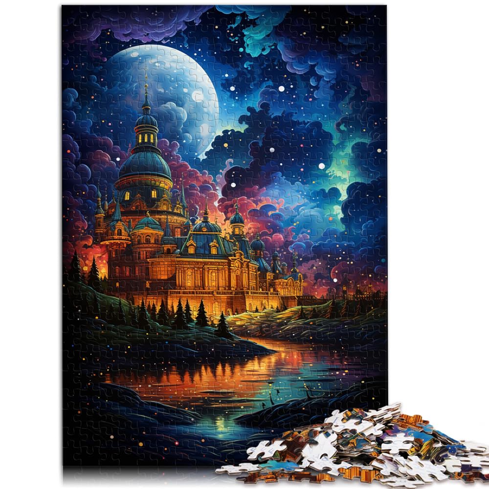 Puzzle-Geschenk, farbenfrohes, psychedelisches, Dunkles Nachtschloss, 1000-teiliges Puzzle für Erwachsene, Holzpuzzle, tolles, 1000 Teile (50 x 75 cm)