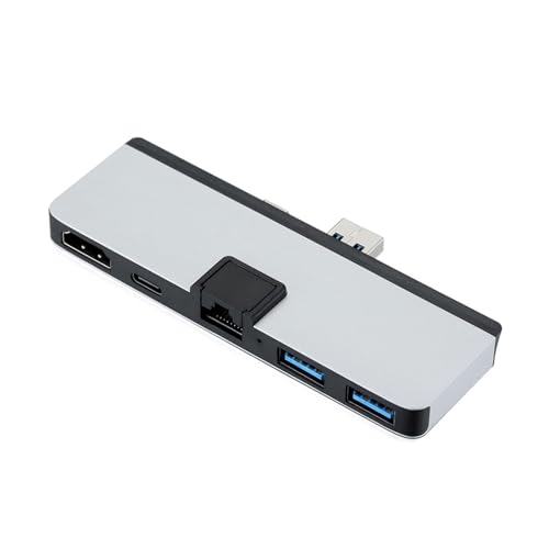 Qsvbeeqj USB-Adapter, 6-in-1, USB-3.0-Dock mit 4K-Display-Kartenleser, USB-3.0-Anschluss, Ethernet-Datenübertragungs-Port für Laptop