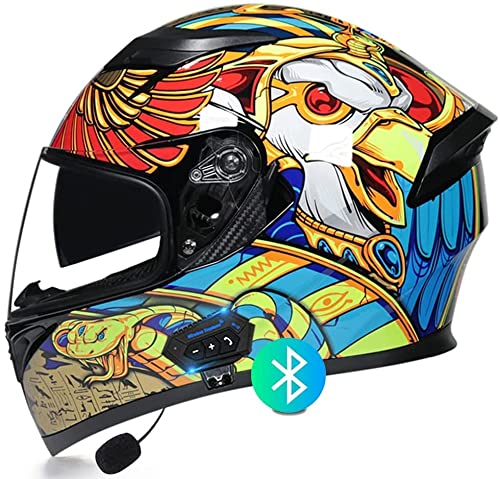 Integralhelm Motorradhelm Helm Motorrad Mopedhelm,mit Bluetooth-Headset,Unisex Offroad Integralhelm Schutzhelm, Cruiser Scooter Vespa Mofa-Helm DOT/ECE-Zertifiziert (Color : G, Größe : M=57-58cm)