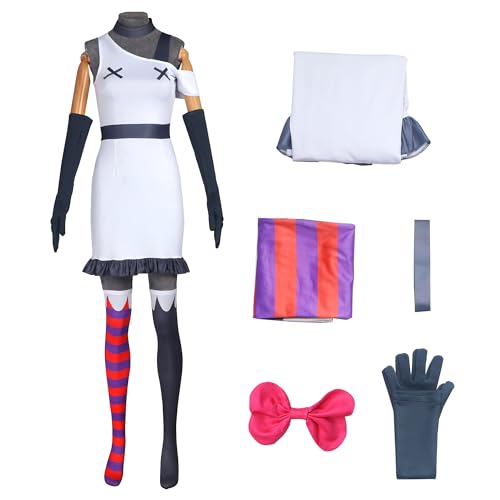 AYYOHON Vaggie Cosplay Kostüm Engel Vaggie Kleid Strumpfhose Handschuhe Set Halloween Karneval Party Outfits Uniform für Frauen S