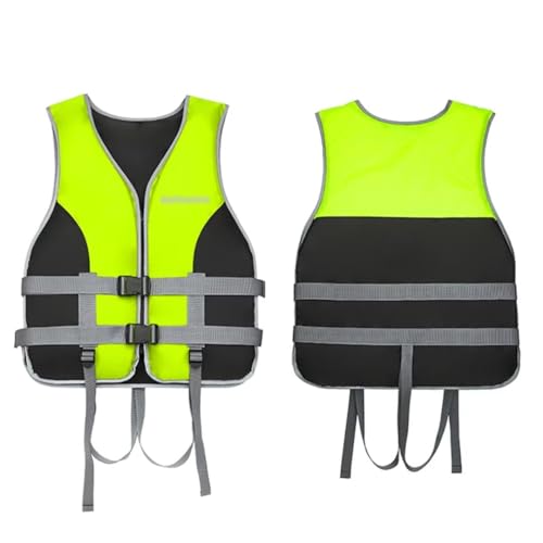 Schwimmweste, Universal Rettungsweste für Herren & Damen, Schwimmweste Erwachsene mit Verstellbarem Sicherheits-Schrittgurt für Wassersport, Kanu, Wakeboard, Grün, 2XL