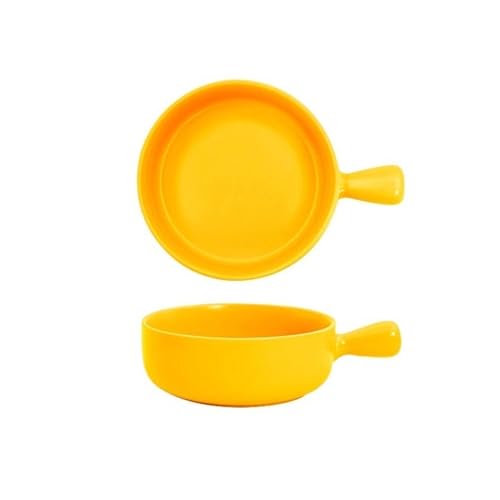 Auflaufform 500ML Ofengebackene Reisschüssel Keramik-Obstsalatschüssel Backen Einhand-Backform Haushaltsfrühstücksschüssel Teller Backform(Orange)