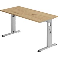 kaiserkraft Schreibtisch Mini-Office C,C-Fuß-Gestell alusil.B. 1400 mm,Eiche-Dek