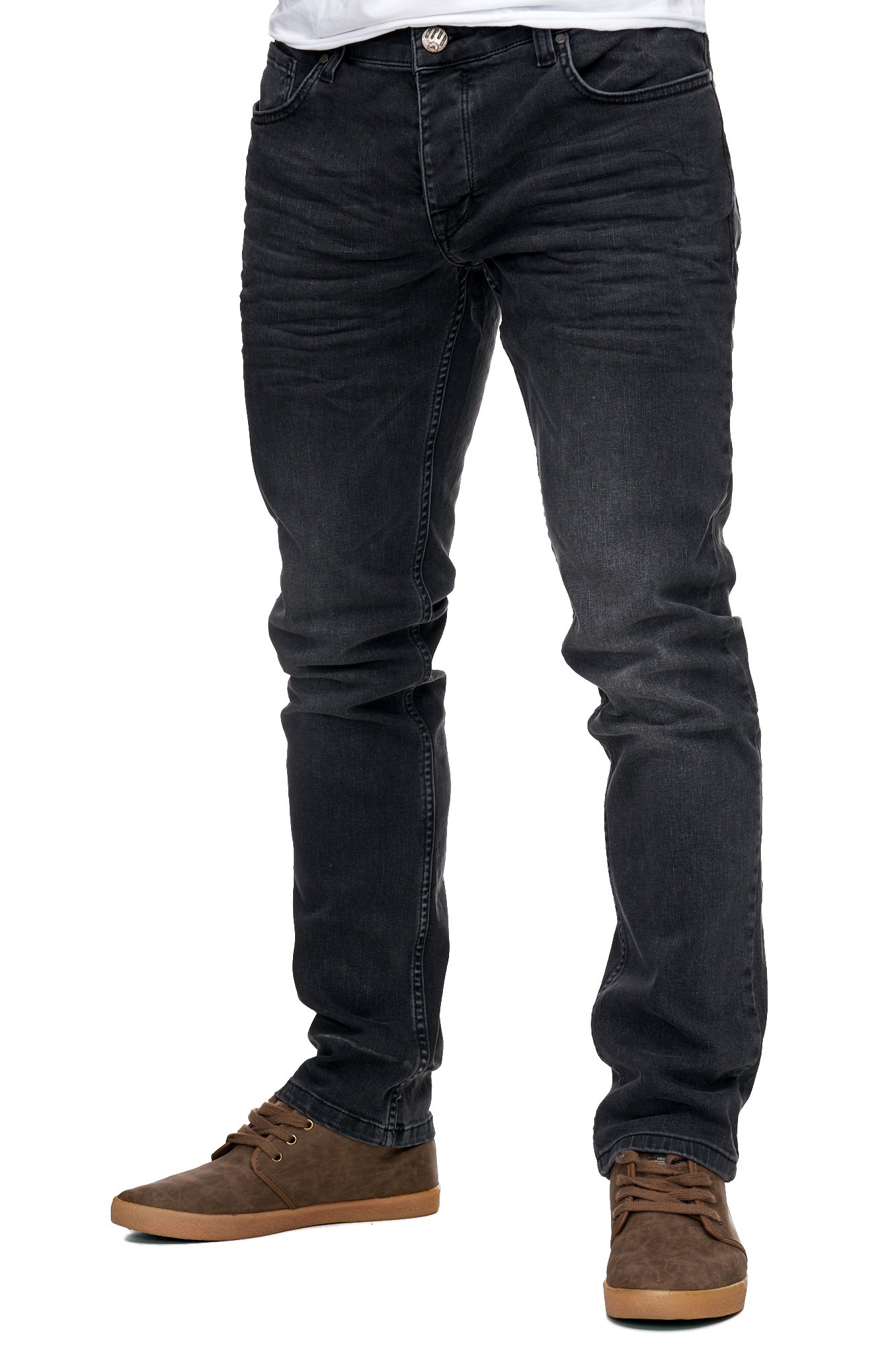 Reslad Jeans-Herren Slim Fit Basic Style Stretch-Denim Jeans-Hose RS-2063 Schwarz W31 / L30