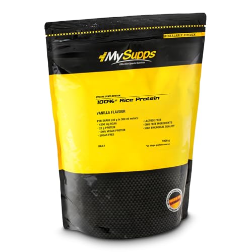 MySupps- 100% Rice Protein, hochwertiges & veganes Eiweiß, 4200mg BCAA pro Portion, hochdosiertes Aminosäureprofil, Zucker-Laktose- und GMO Frei, Made in Germany- 1000g (Vanille)