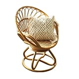 yixinzi-2024 Rattan-Akzentstuhl Esszimmerstuhl aus natürlichem Rattan, Rattanstuhl for den Innenbereich, drehbarer Rattan-Loungesessel for Balkon und Garten Sessel