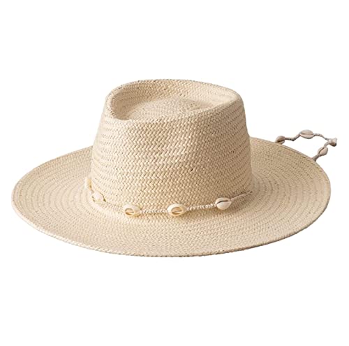 YIHANSS Sonnenhut Strandhut Sommer Halskette Sonnenhut Einfache Retro Muschelkette Strohhut Outdoor Reise Strohhut Hüte