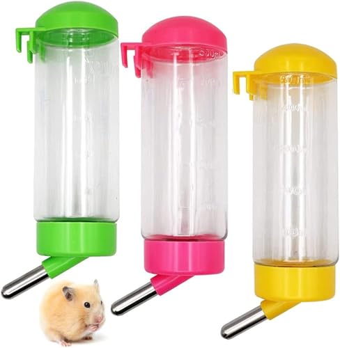 Hamsterflasche, 3 Stück, Trinkflasche für Hamster, Wasserflaschen für kleine Tiere, große Kapazität, ohne Tropfen, für kleine Tiere, für Katzen