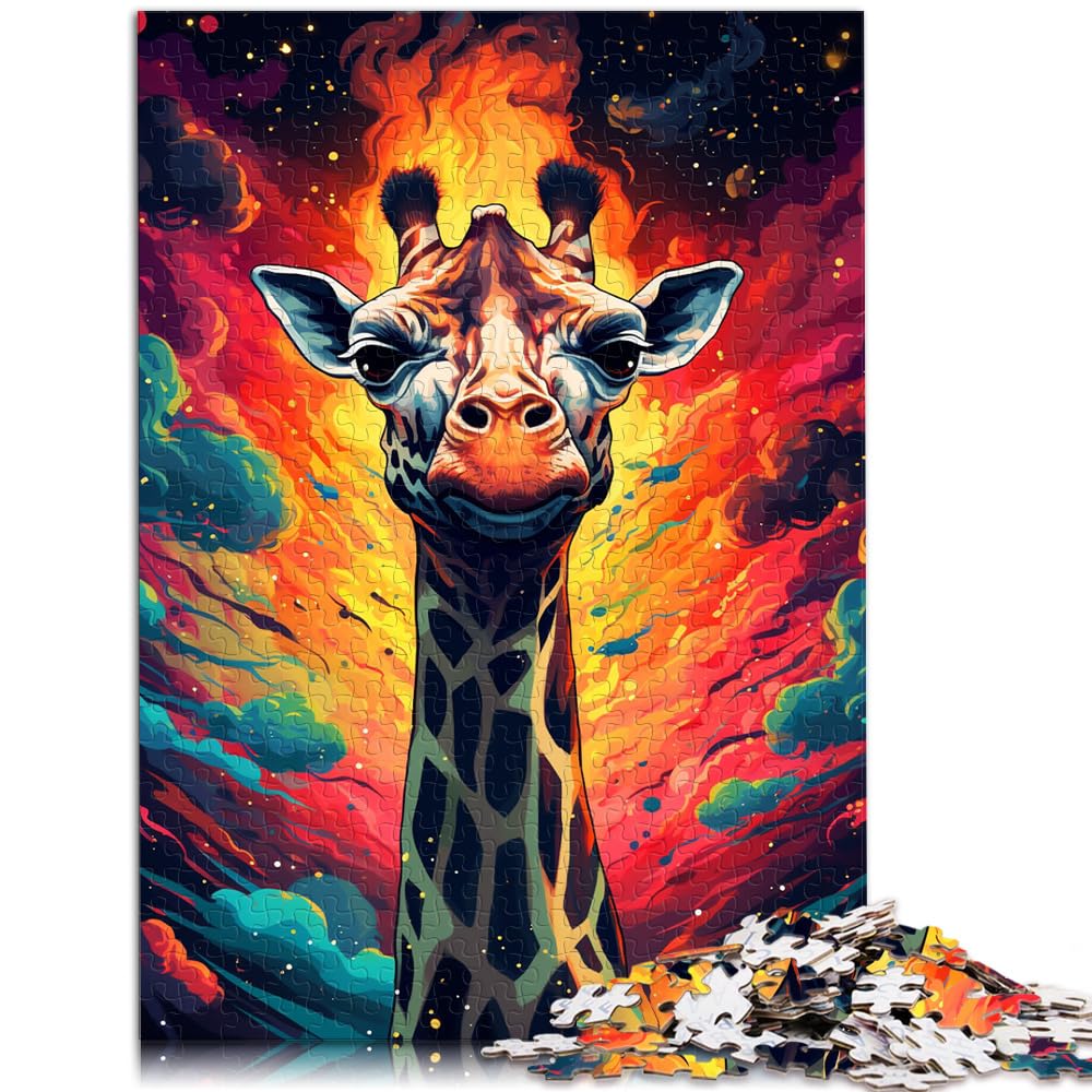 Spielzeug-Puzzle, farbenfrohes psychedelisches Giraffen-Puzzle, 1000 Teile für Erwachsene, Holzpuzzle als Geschenk für die ganze Familie, 1000 Teile (50 x 75 cm)