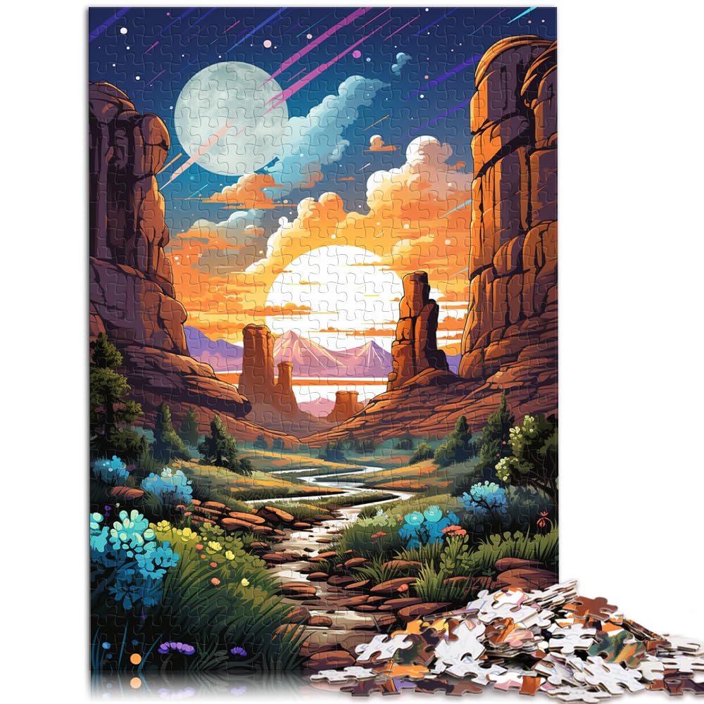 Puzzle als Geschenk, farbenfrohe psychedelische Bögen in Utah, 1000 Teile, Puzzle für Erwachsene, Holzpuzzle, Künstlersammlung, bildende Kunst, 1000 Teile (50 x 75 cm)