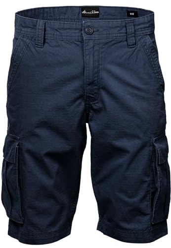 Amaci&Sons Herren Cargoshorts Männer Kurze Bermuda Hose Regular Fit 7027 Navyblau W38