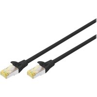 DIGITUS - Patch-Kabel - RJ-45 (M) bis RJ-45 (M) - 3 m - S/FTP - CAT 6a - halogenfrei, geformt, ohne Haken - Schwarz (Packung mit 10)