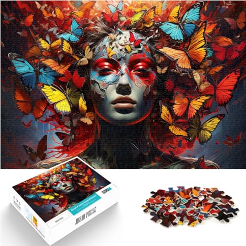 Puzzles für „Die farbenfrohe Psychedelie des weiblichen Buddha“ für Erwachsene, 1000-teiliges Puzzle, Holzpuzzle, anspruchsvolles Spielspielzeug, 1000 Teile (50 x 75 cm)