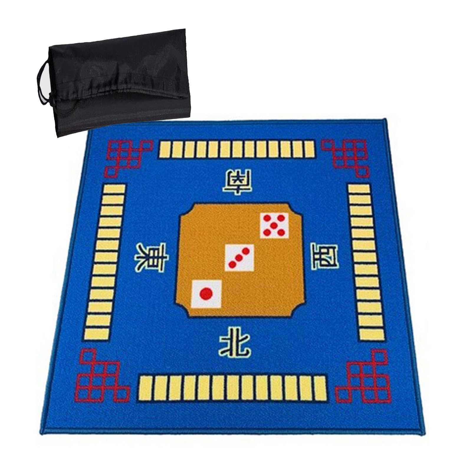 Mahjong Tischmatte,Kachel Spiele Tischabdeckung, Quadratisch mit Tragetasche, Geräuschreduzierung, Spielkartenmatte for Poker, Kartenspiele, Brettspiele, Kacheln, Mahjong-Spiele(Blue,30.7x30.7inch)