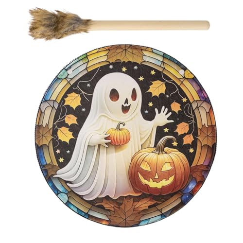 Ghost Pumpkin Drum | Handtrommel mit Drumstick - Schamanische Trommel mit Drumstick | Instrumental Shaman Ghost Pumpkin Drum Shaman Hand Drum mit Drum Stick für Spirituelle Musik, Reflexion,