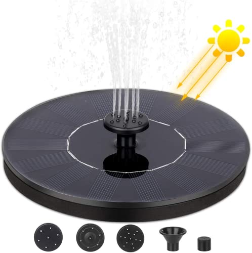 4IQ Group Solarbrunnen für Draussen 1,5W - 160 mm Wasser Springbrunnen Solar - Solar Wasserfontäne mit 6 Sprüh Effekten - Solar Brunnen für Teich und Pool