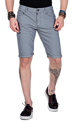 Cipo & Baxx Herren Shorts Dezent Karomuster Bermuda Freizeit Kurzehose CK172 Grau W31